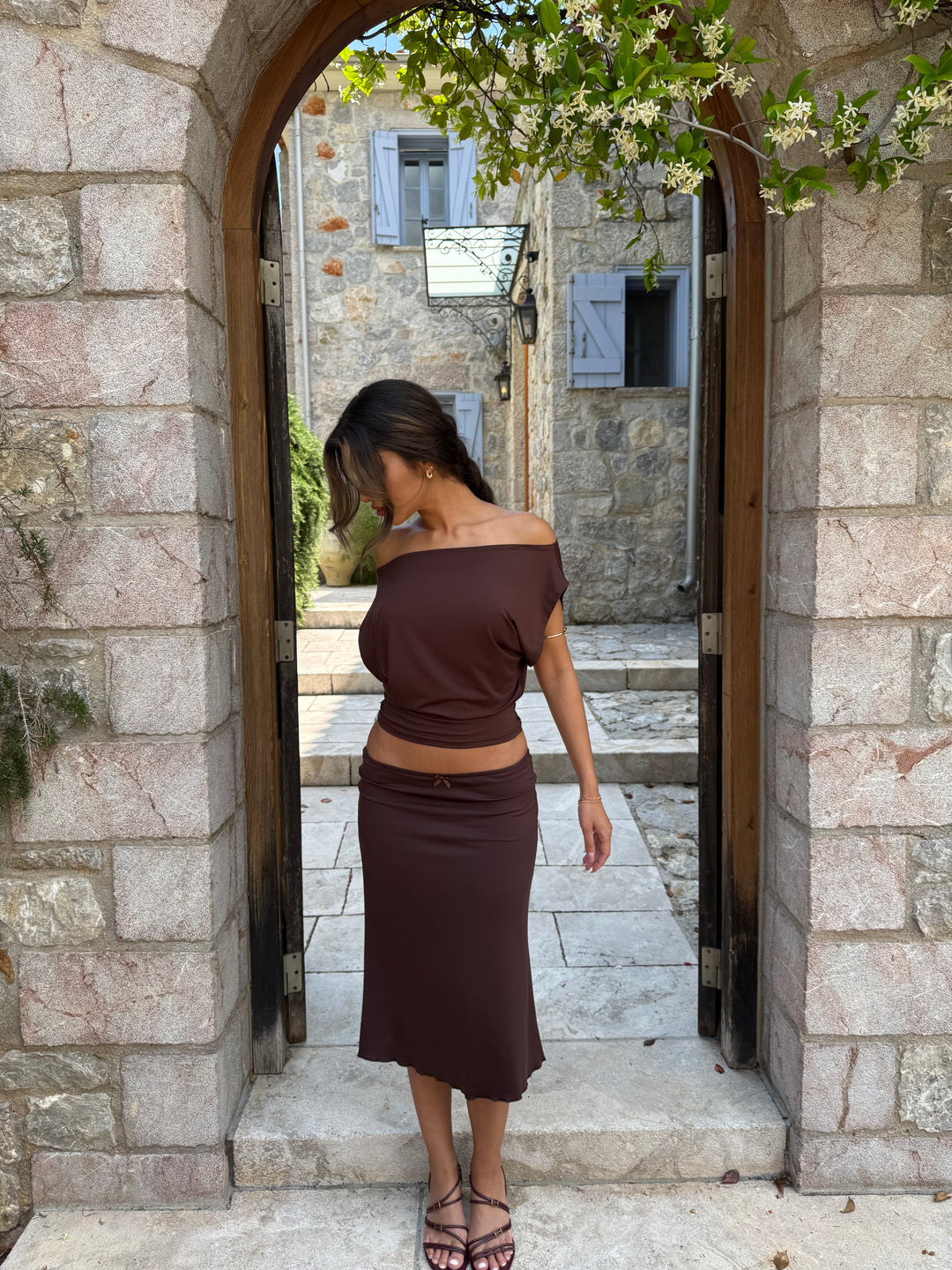 Hera basic top - mørk brun