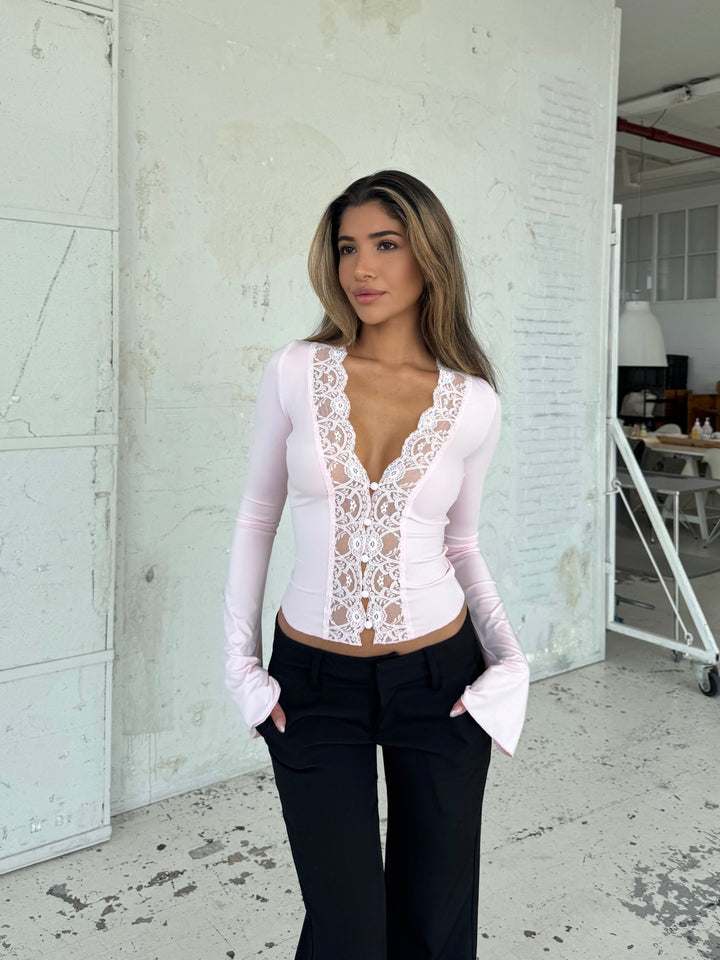 Pretty Luna basic top - lyserød
