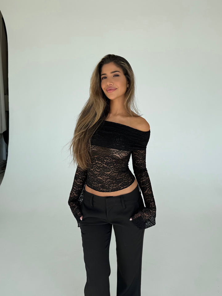Kaia lace top - sort