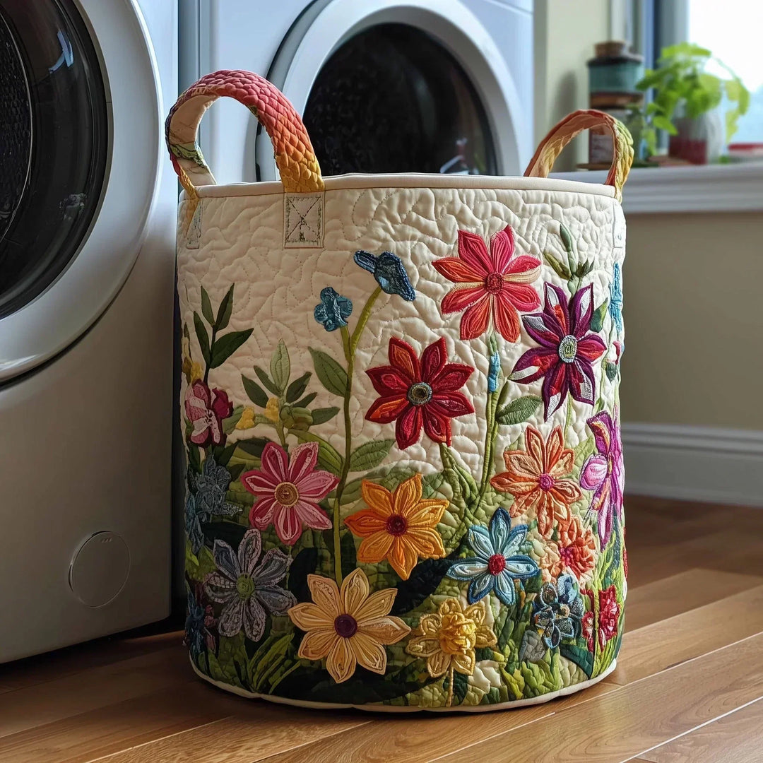 Foldbar Opbevaringskurv Med Farverigt Blomstermotiv Til Hjemmet