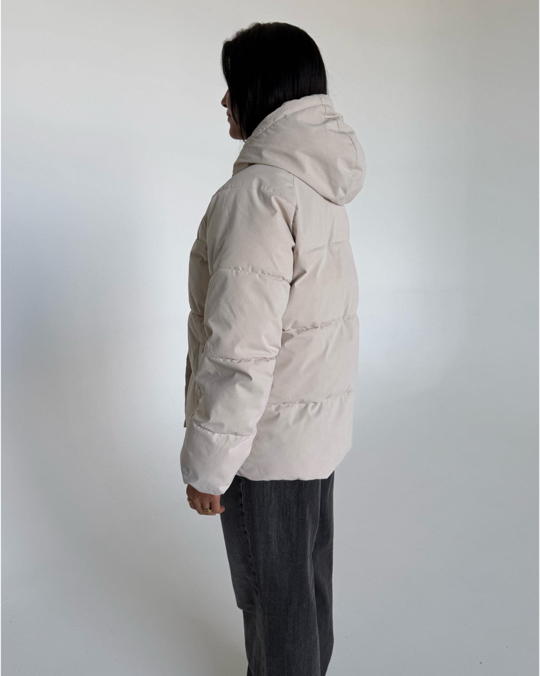 GLOBAL puffer jakke, creme