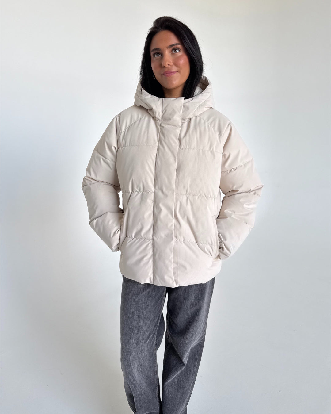 GLOBAL puffer jakke, creme