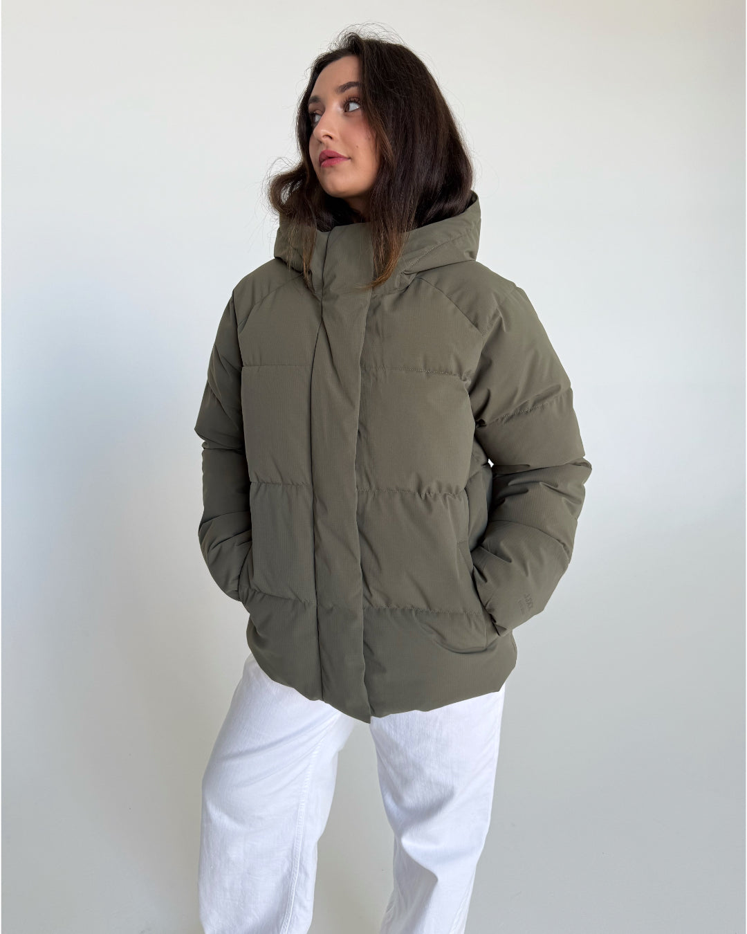 GLOBAL puffer jakke, kaki