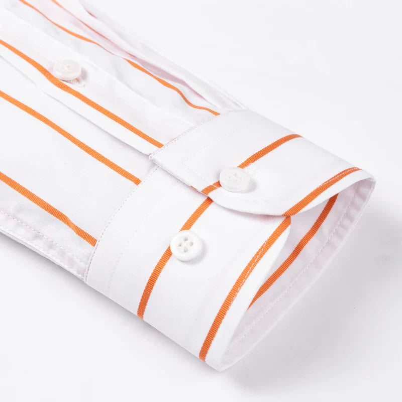 Elegant Stribet Bomulds Skjorte