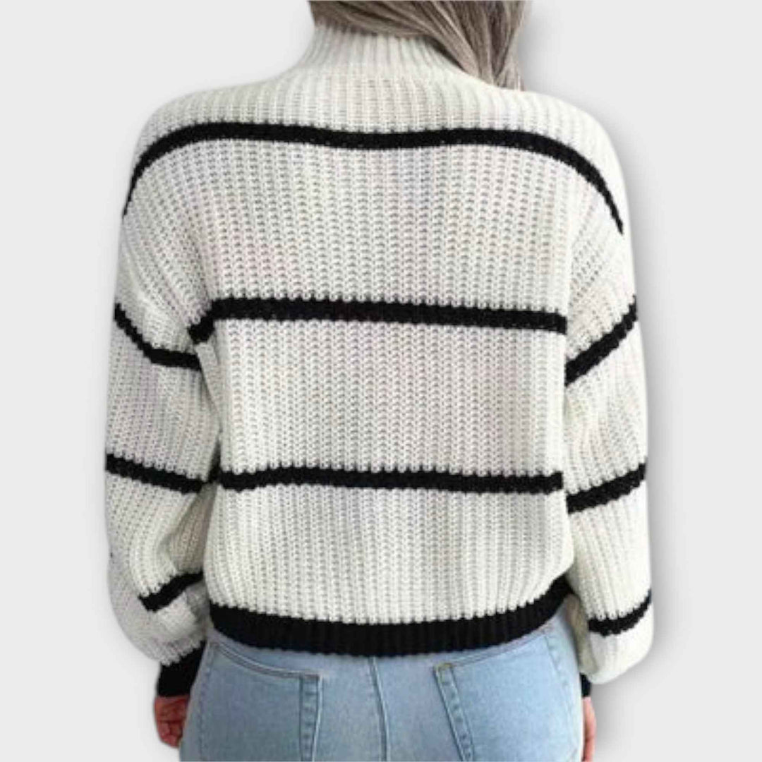 Chavala - Pullover med Rullekrave og Striber