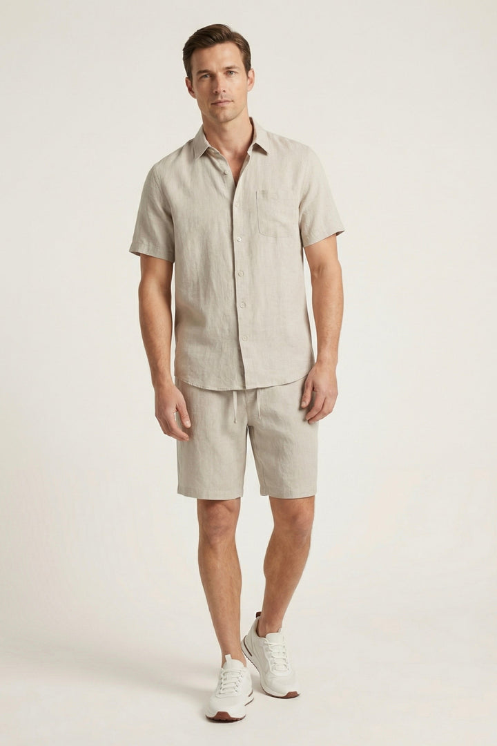 Beige Linnedragt og Shorts fra Verona