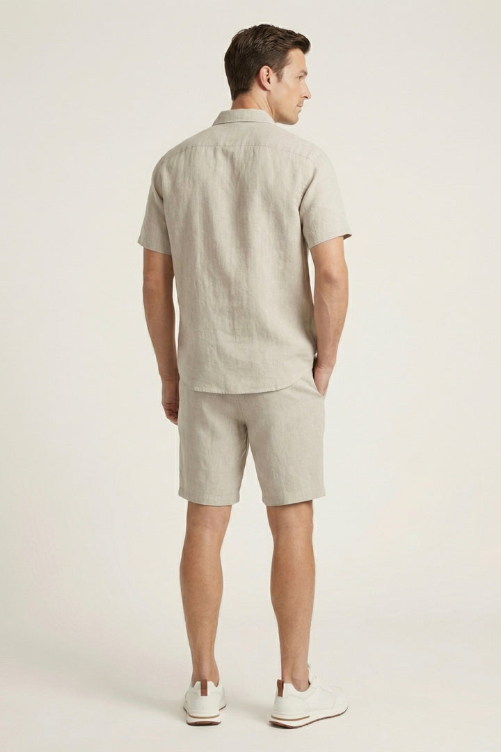 Beige Linnedragt og Shorts fra Verona