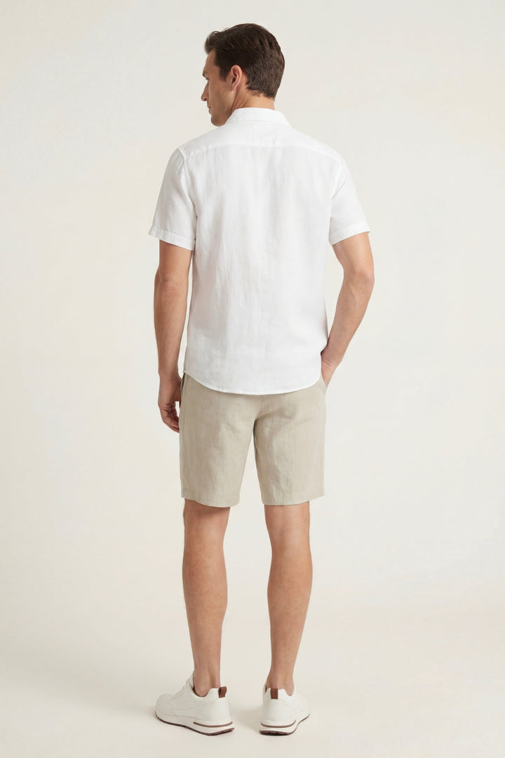 Skjorte og Shorts i Linned Verona Hvid/Beige