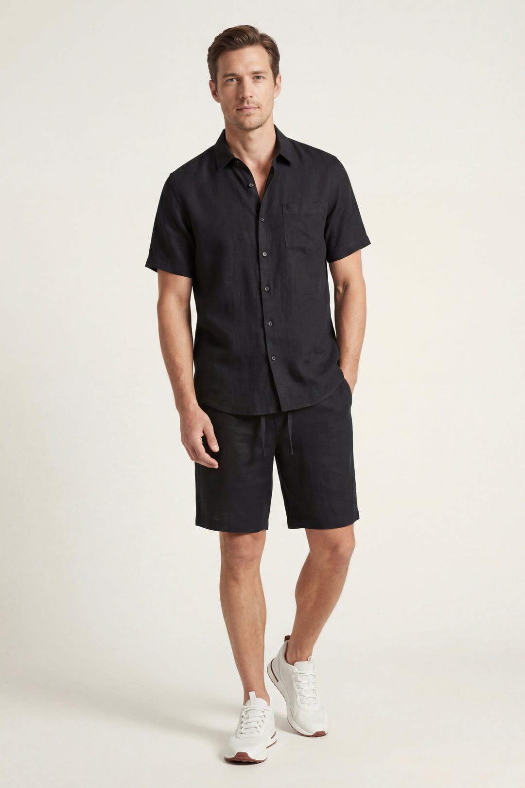 Skjorte og Shorts i Linned fra Verona Sort