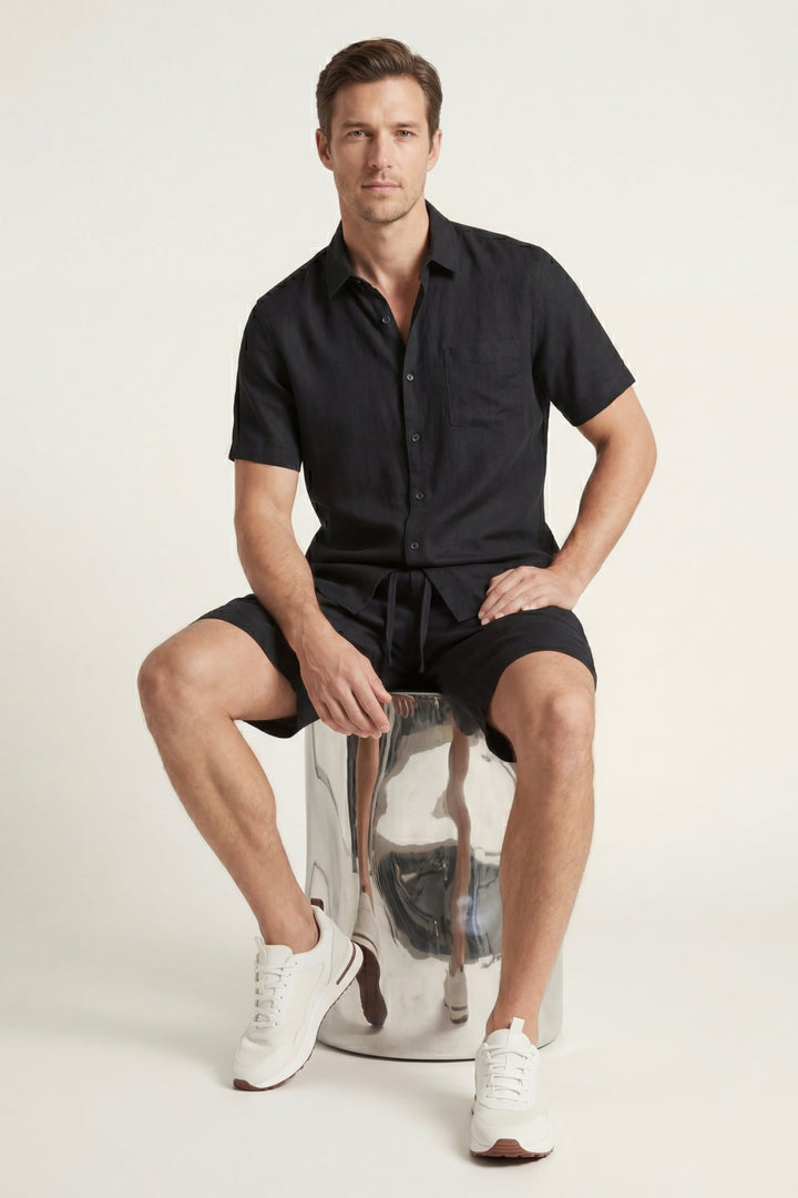 Skjorte og Shorts i Linned fra Verona Sort