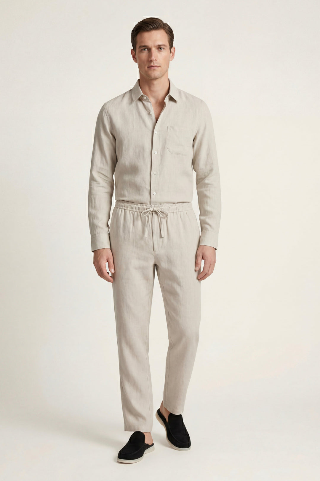 Sæt i Lino Pisa Manica Lunga Beige/Beige