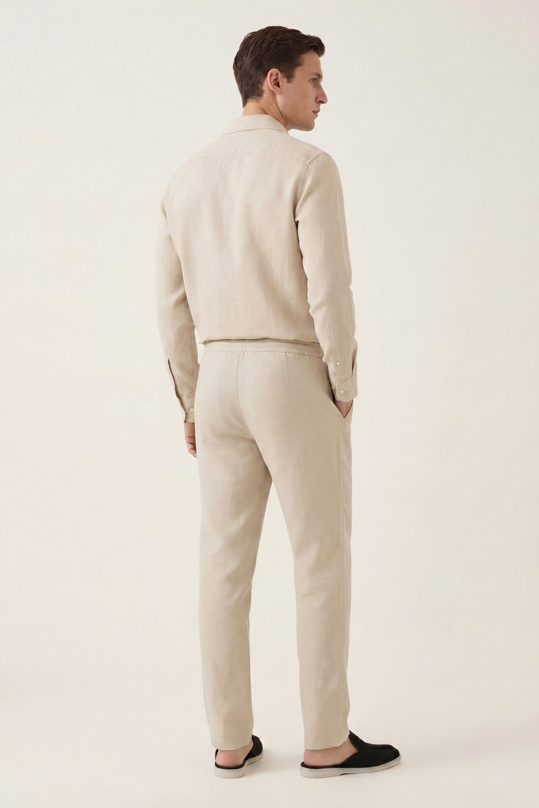 Sæt i Lino Bellagio Manica Lunga Beige