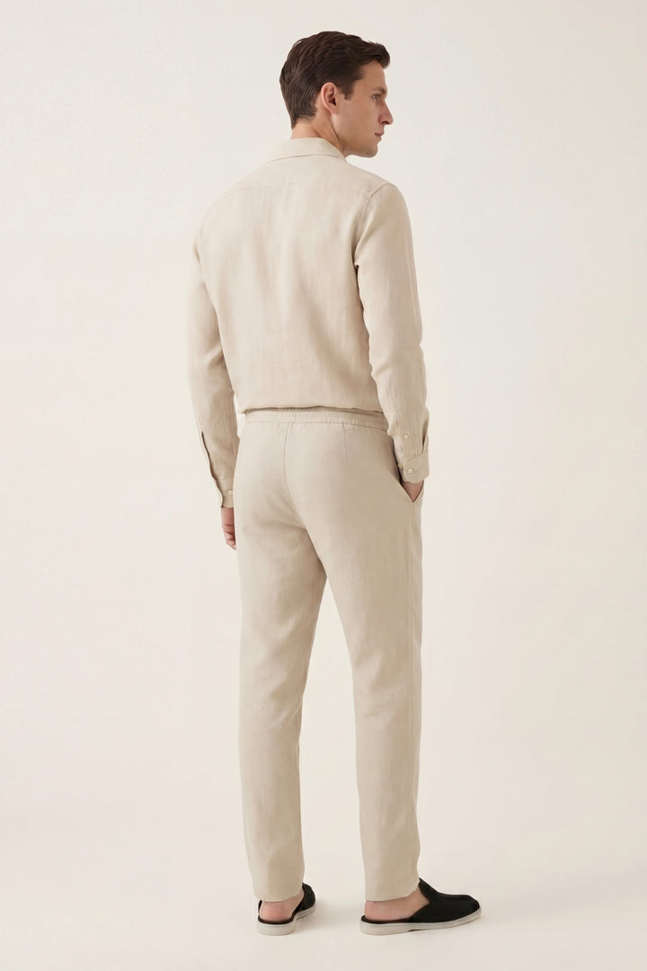 Sæt i Lino Bellagio Manica Lunga Beige