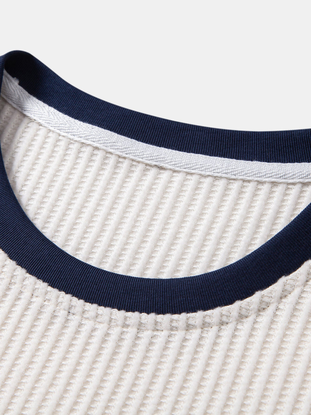 Kontrast Vaffel T-Shirt Med Lomme
