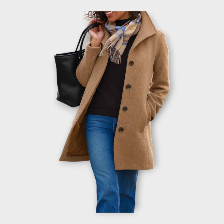 Elegant Uldfrakke med Knapper