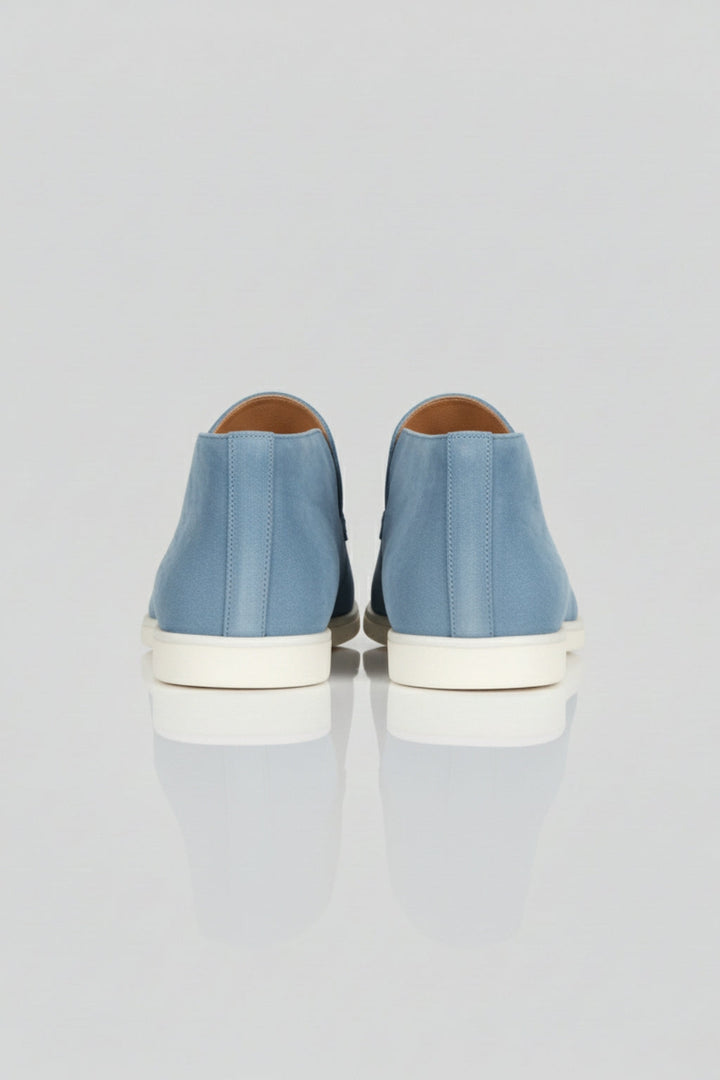 Herre Ruskinds Loafer Støvler – Slip-On Chukka Stil, Flad Hæl – Lyseblå