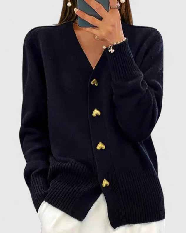 Elegant Strikket Cardigan med Knapper
