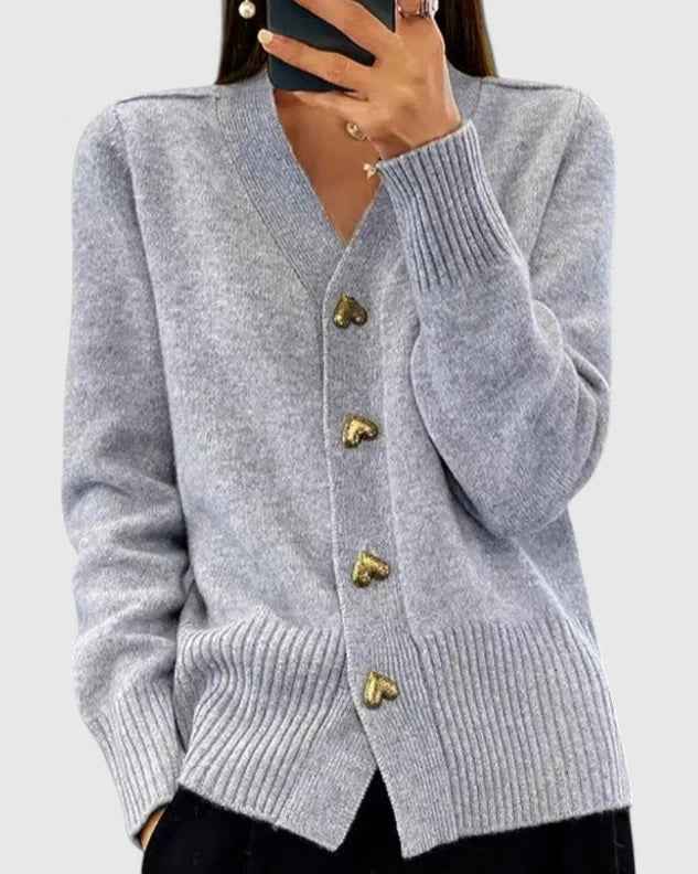Elegant Strikket Cardigan med Knapper