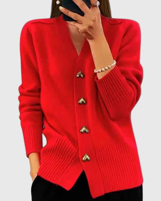 Elegant Strikket Cardigan med Knapper