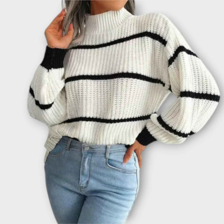 Chavala - Pullover med Rullekrave og Striber