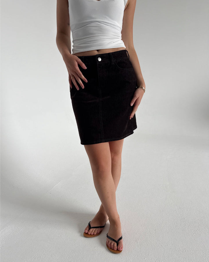 MIA denim nederdel, brun