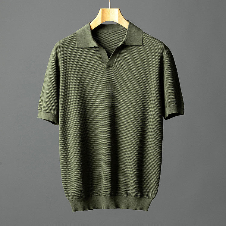 Elegant Cotton Knit Polo Shirt