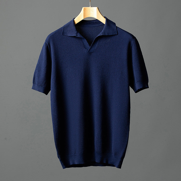 Elegant Cotton Knit Polo Shirt