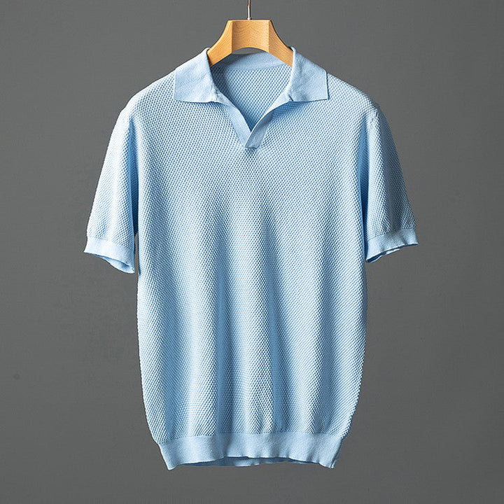 Elegant Cotton Knit Polo Shirt