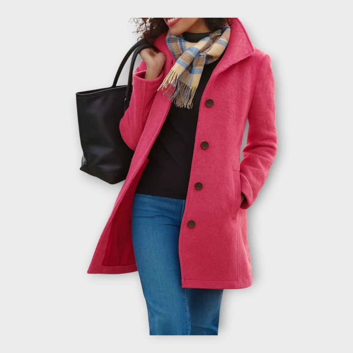 Elegant Uldfrakke med Knapper