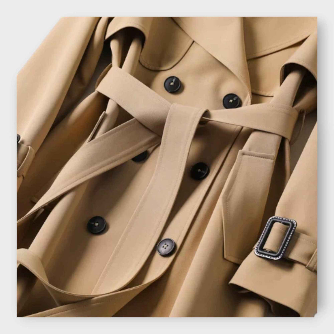 Klassisk Lang Trench Coat med Bælte