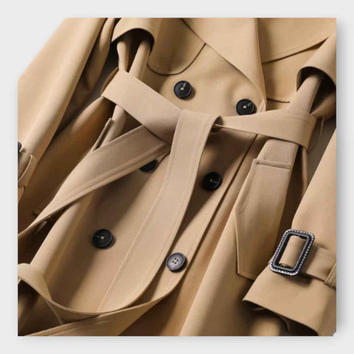 Klassisk Lang Trench Coat med Bælte