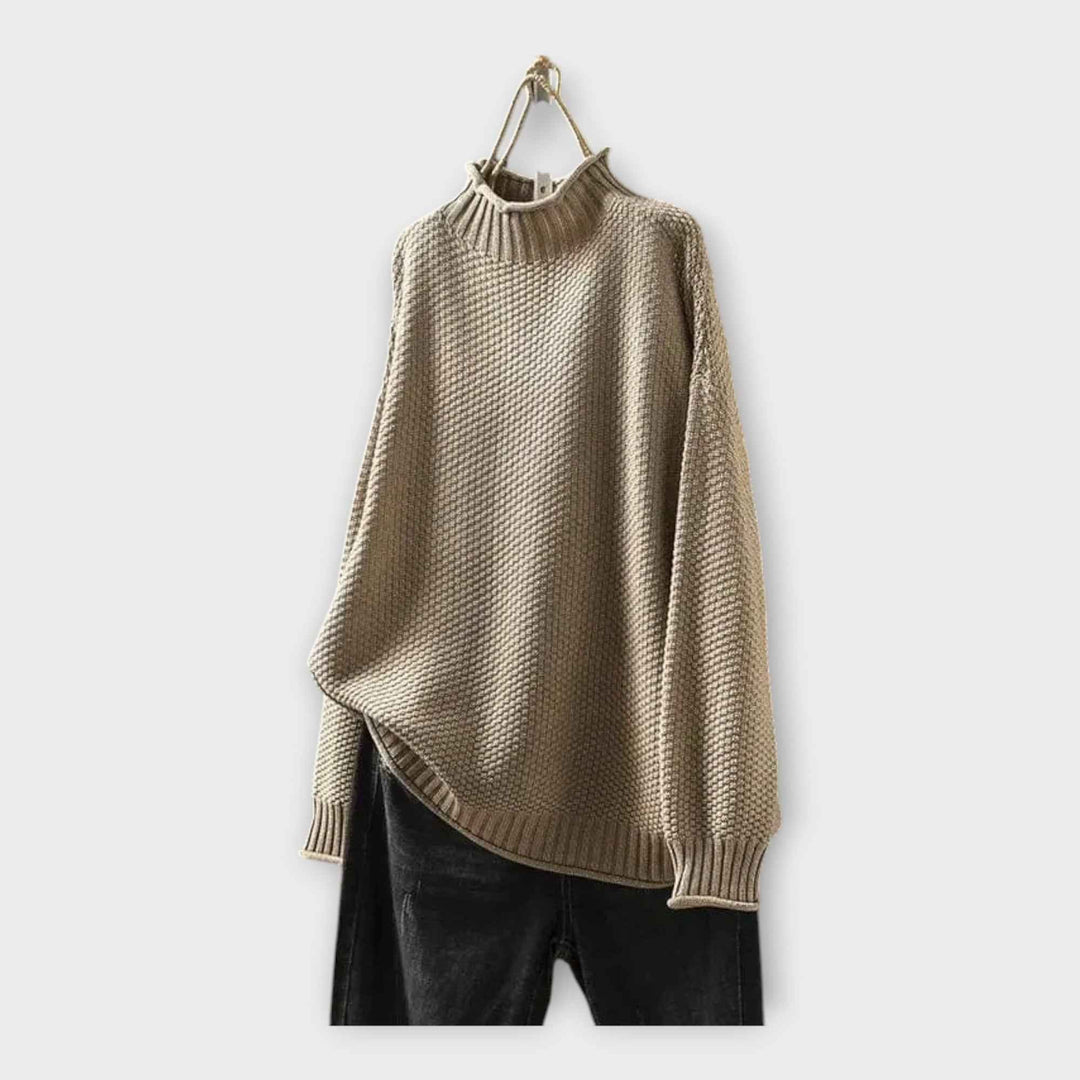 Strikpullover med Høj Krave