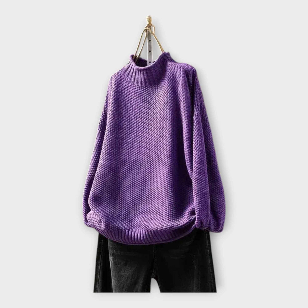 Strikpullover med Høj Krave