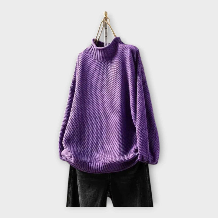 Strikpullover med Høj Krave