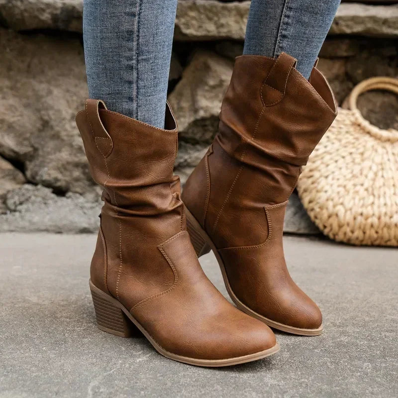 Klassiske Mid-Calf Western Støvler
