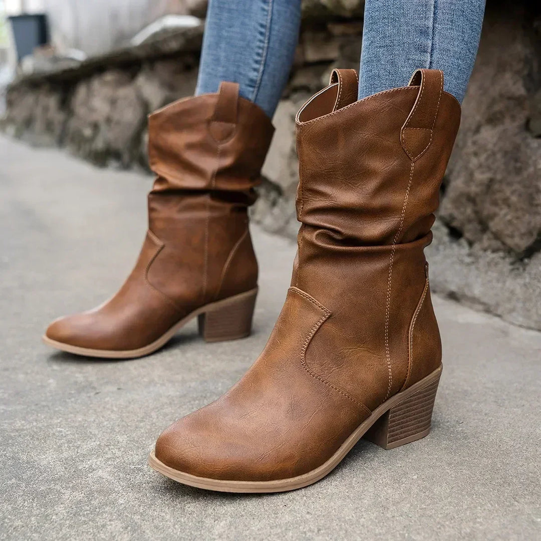 Klassiske Mid-Calf Western Støvler