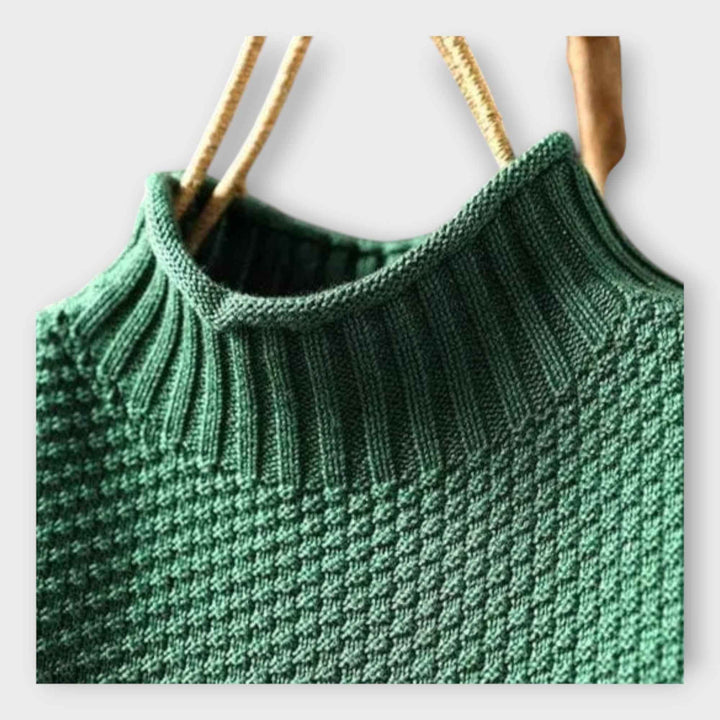 Strikpullover med Høj Krave