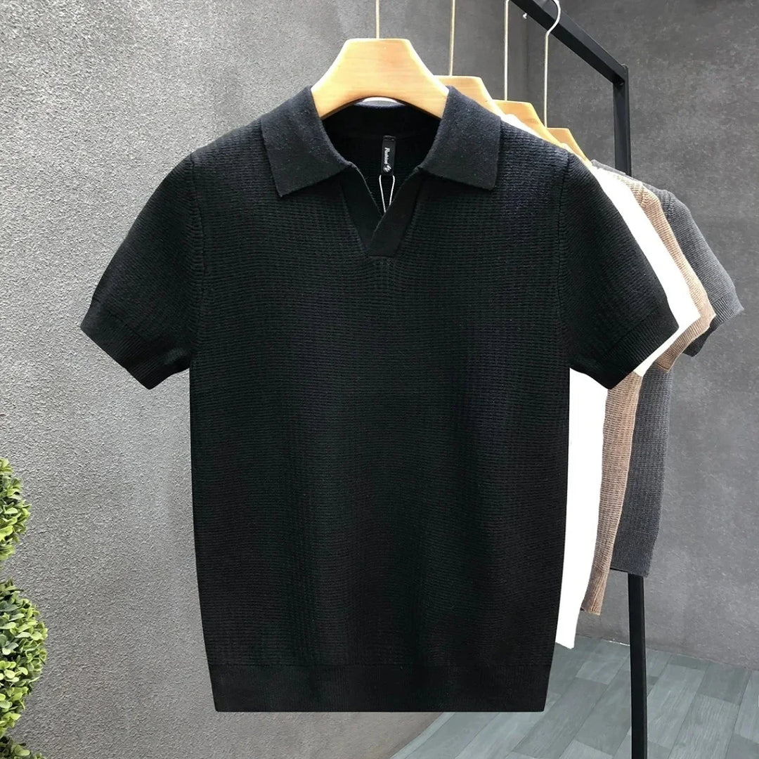 Åndbar Strikket Polo Shirt
