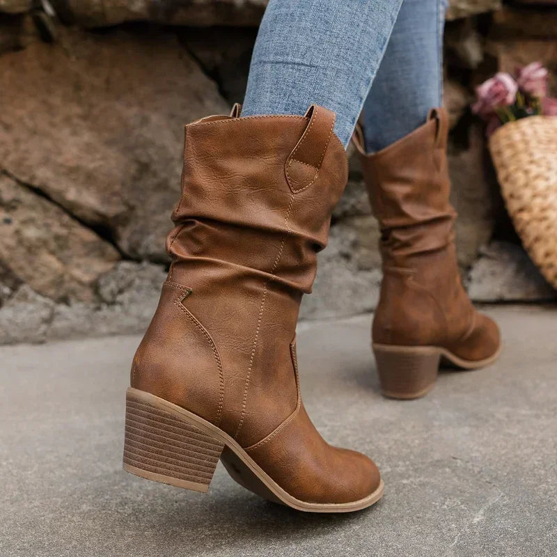 Klassiske Mid-Calf Western Støvler