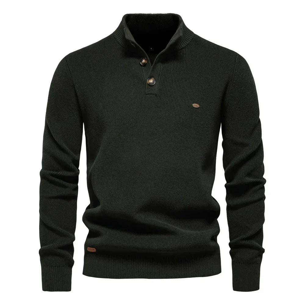 Konrad Stilfuld herrepullover med knapdesign