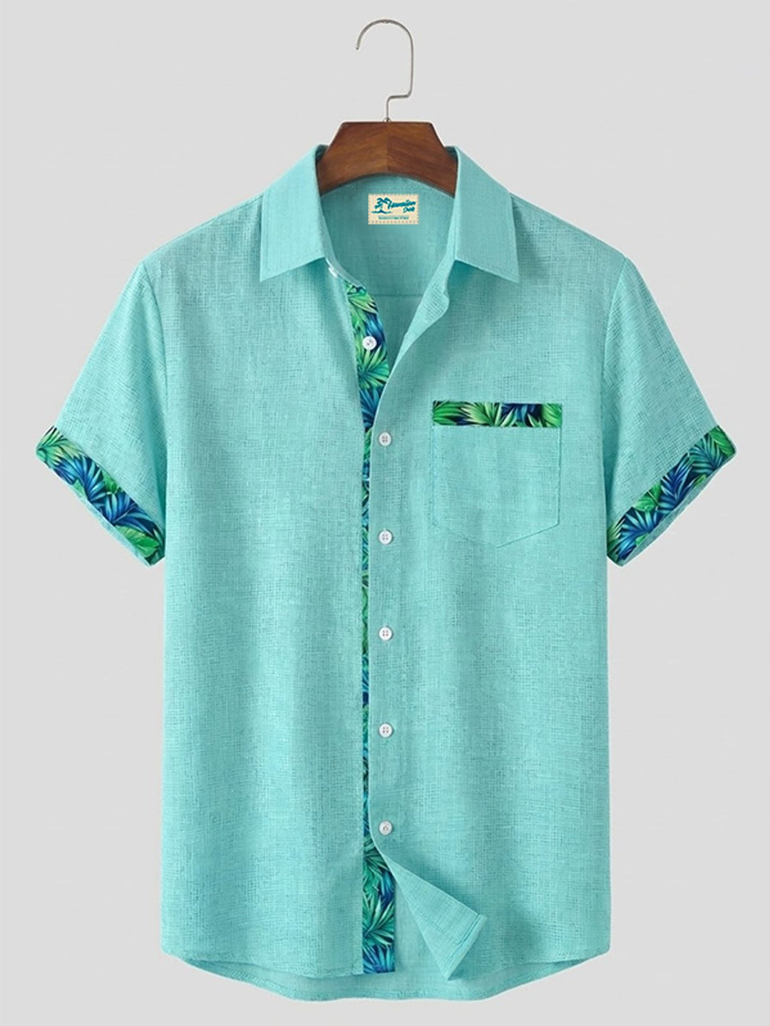 Alohadaddy® Hawaii Basic Textured Floral Print Men's Button-Down Short-Sleeve Shirt Big & Tall