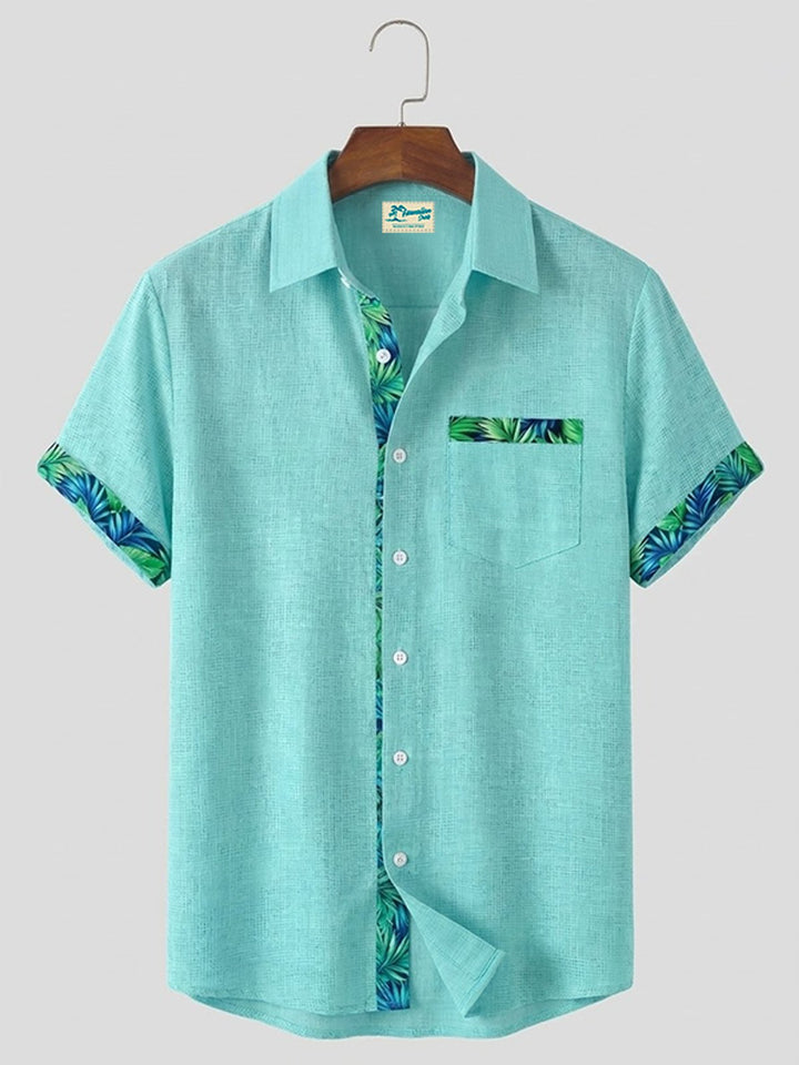 Alohadaddy® Hawaii Basic Textured Floral Print Men's Button-Down Short-Sleeve Shirt Big & Tall