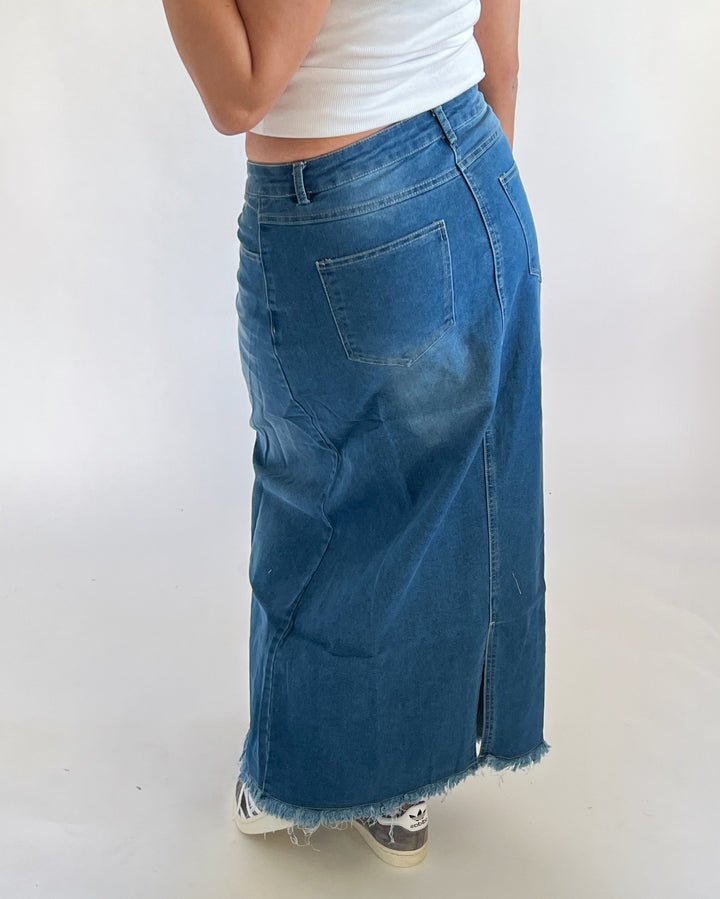 SHELLY maxi nederdel, denim