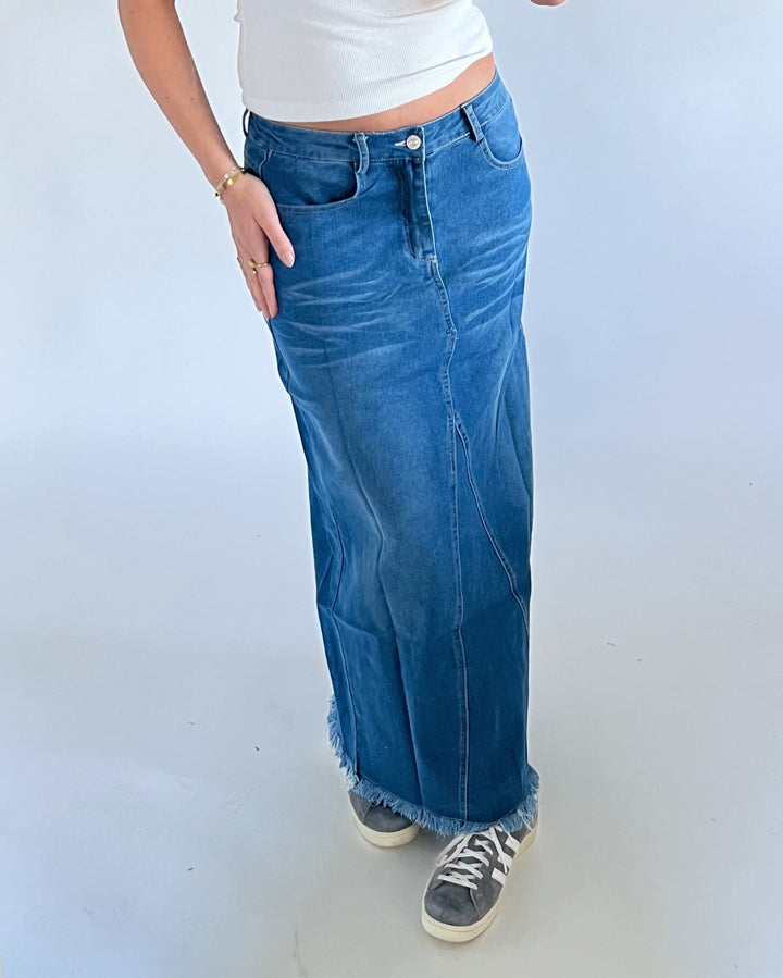 SHELLY maxi nederdel, denim