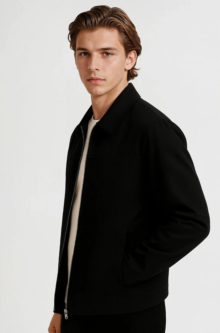 Letvægts Twill Jakke til Mænd – Sort – Regular Fit