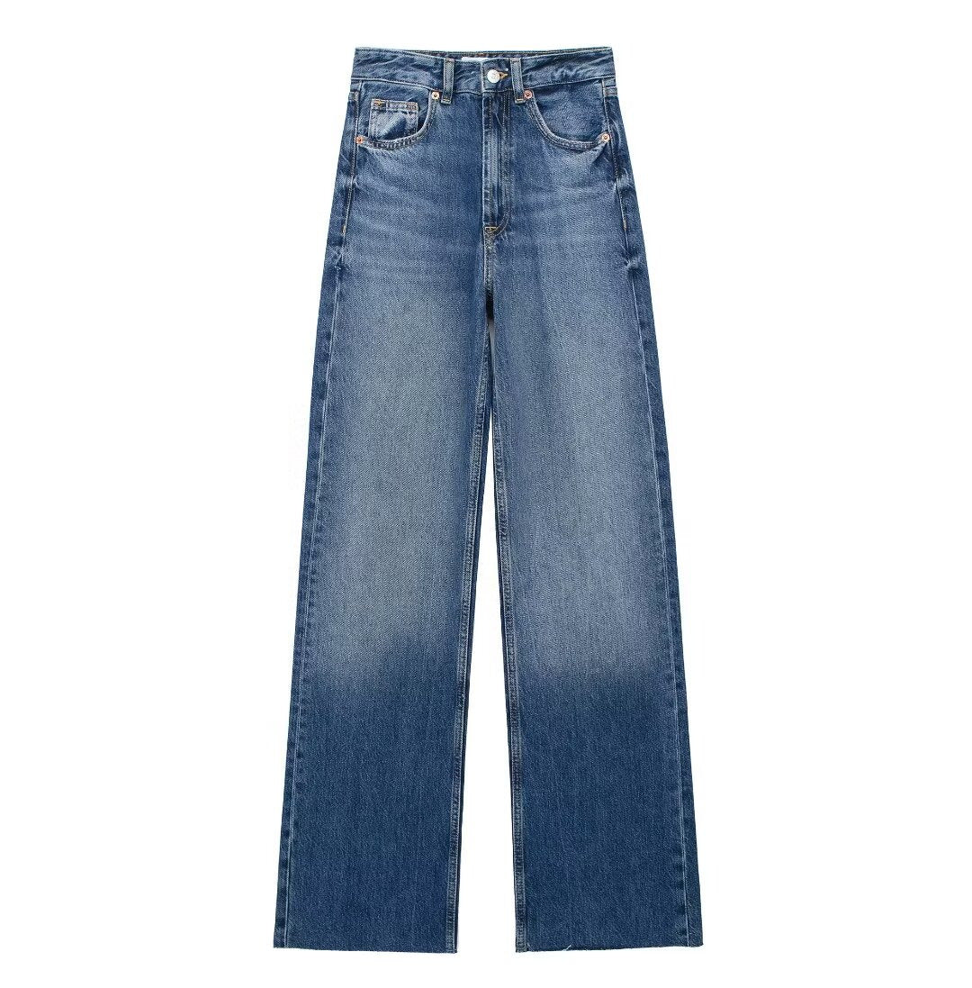 Blå Damebukser Wide Leg