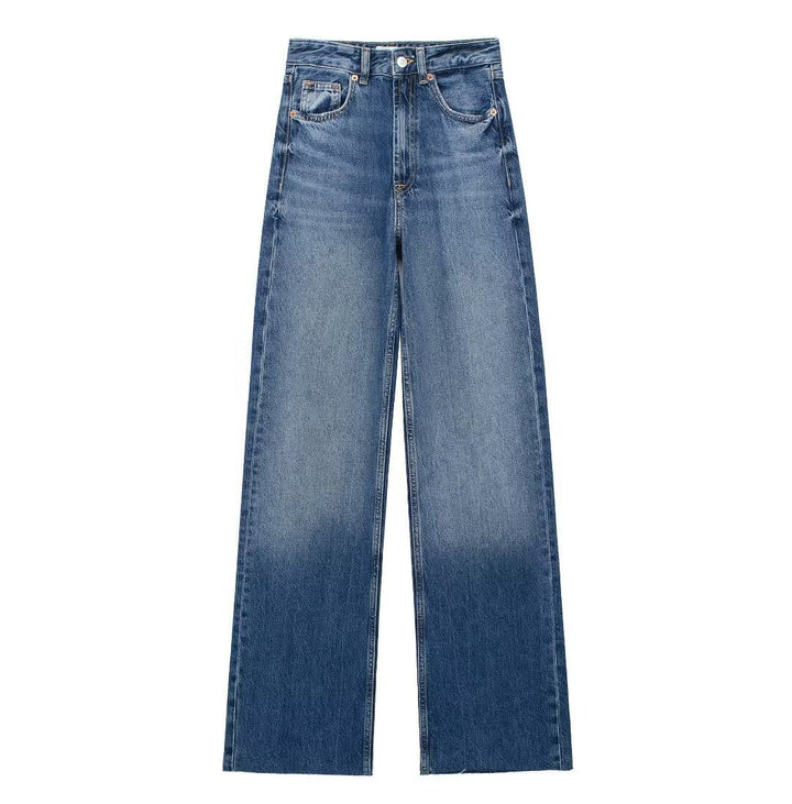 Blå Damebukser Wide Leg