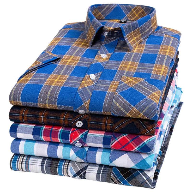 Kortærmet Ternet Skjorte i Bomuld