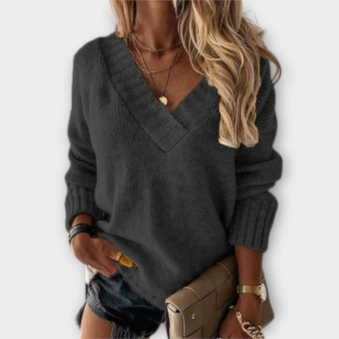 Jane - Komfortabel V-hals Sweater