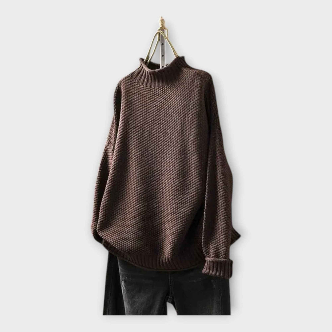 Strikpullover med Høj Krave